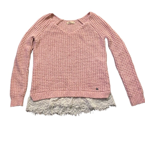 Hollister Knit sweater lace top size S - Picture 3 of 7